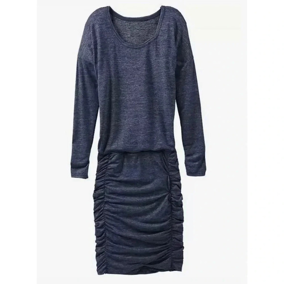 Athleta Blue Tulip Ruched Long Sleeve Dress Size Small - Picture 7 of 9
